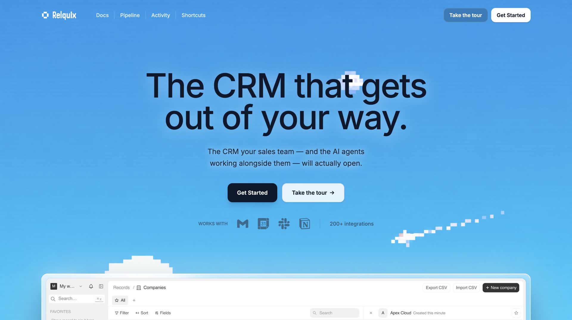 Relquix — An AI-native CRM where the data model bends to the business — table and kanban views, workflow builder with AI agent steps